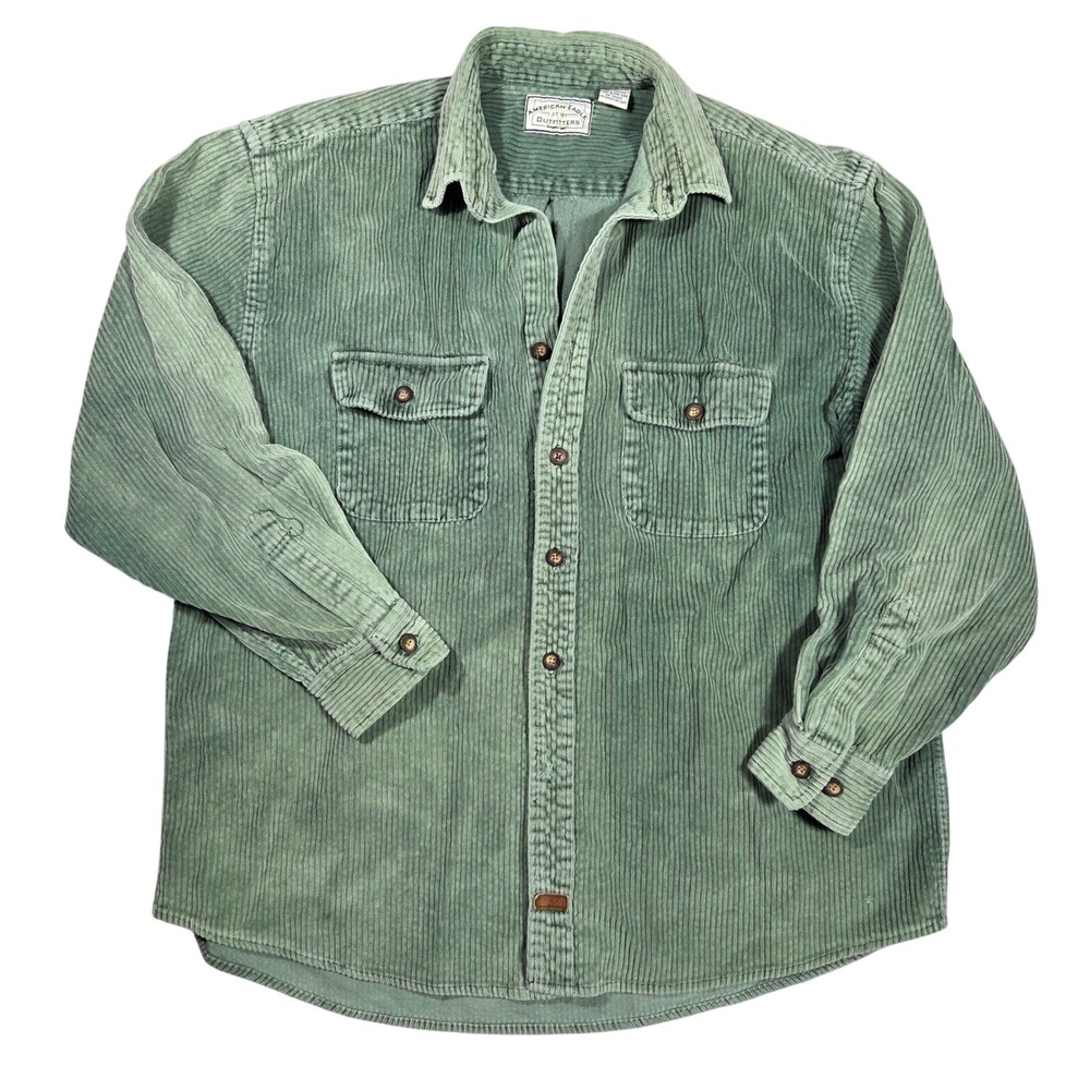Vintage American Eagle Sage Green Corduroy Button Down Shirt Cotton Large Boho